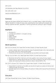 When writing a security guard resume remember to include your relevant work history and skills according to the job you are applying for. Hotel Security Guard Resume Template Best Design Tips Myperfectresume