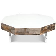 Reclaimed Wood Octagon Lucite Plinth Coffee Table In 2020 Coffee Table Modern Coffee Tables Stylish Coffee Table
