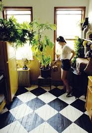 Best Of Both Worlds Lovely Wooden Floor And Black And White Tiles Pete Likes It Too Painted Wood Floors Painted Floor Painted Floors