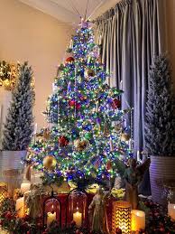 The Stars In The Sky Pre Lit Christmas Tree With Multicolor Lights Outdoor Christmas Lights Pre Lit Christmas Tree Silver Christmas Tree