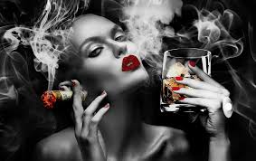 Smoking Lady Drinking