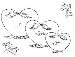 Greeting cards to valentine's day and other colouring sheets. Three Hearts And Roses Coloring Page Color Luna