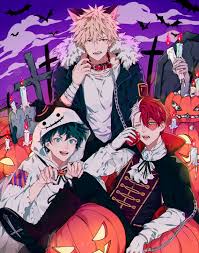 Characters Midoriya Izuku Katsuki Bakugou Todoroki Shouto Halloween My Hero Hero Anime