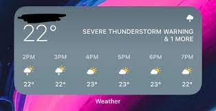 I've heard the economy has been pretty rough on thunderstorms lately, glad this one was able to find work. Feature Ios 14 Pb2 Weather Alerts Now Show In The Weather Widget Iosbeta