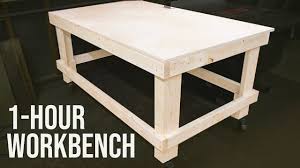 Diy 1 Hour Workbench Outfeed Table This Workbench Is Made From All 2x4 Dimensional Lumber And Less Than One Fu Workbench Plans Diy Workbench Diy Woodworking