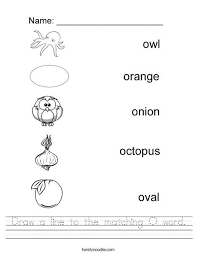 Draw A Line To The Matching O Word Worksheet Twisty Noodle Phonics Worksheets Letter O Worksheets O Words