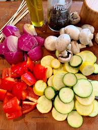 The only way to get these marks on zucchini is to grill it. Vegetable Kabobs On The Grill My Turn For Us