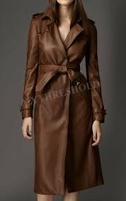 Women Brown Genuine Real Leather Trench Coat Leather Coat Outfit Long Leather Coat Casual Coats For Women