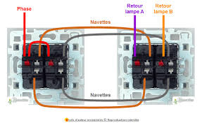 Un permutateur est un double interrupteur dont les contacts sont couplés. Schema Et Branchement D Un Double Va Et Vient
