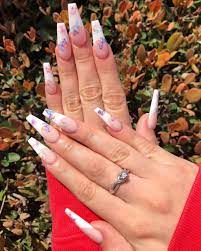 J A D E On Instagram French Tip W Butterflies Valentinobeauty Butterlicious And Su French Tip Acrylic Nails Long Acrylic Nails French Acrylic Nails