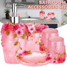 Alibaba.com offers 1,665 rose bathroom accessories products. Rose Bathroom Accessories Set 5 Piece Decorative Resin Collection Bath Accessory Set With Luxury Rose Ensemble Retro Golden Resin Bathroom Accessory Set Gold Pink Walmart Com Walmart Com