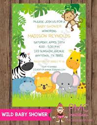 Custom Printed Wild Animals Jungle Safari Baby Shower Invitations 1 00 Each With Envelope Bebek Ve Suslemeler