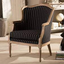 Baxton Studio Charlemagne French Accent Chair Fauteuil Blanc Noir Et Blanc