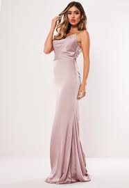 Bridesmaid Mauve Satin Cowl Maxi Dress Sponsored Satin Affiliate Mauve Bridesmaid Flowy Dress Long Dresses Missguided Dress