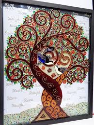Very Beautiful Romantic Painting Tree Birds Heart Are Symbols Of Love Life And Family I Used Glass Painting Patterns Glass Painting Glass Painting Designs