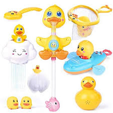 6 months+, l 19 x b 7 cm, a cute bath toy set for babies to have fun in. Fun Little Toys 9 Pcs Baby Bath Toys Duck Spray Water Toy Bath Squir Dukakeen