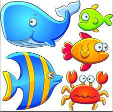 Free Cute Cartoon Marine Life Animals Vector Illustration 02 Titanui Cartoon Fish Cartoon Animals Cartoon Sea Animals