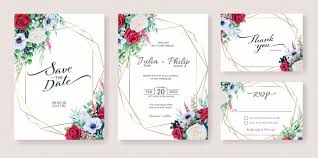 Set Of Wedding Invitation Card Template Winter Flower Watercolor Style Desain Undangan Undangan Desain