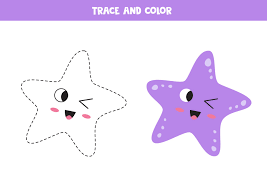 Free printable cute starfish coloring pages for kids. Trace Cute Kawaii Starfish Coloring Page For Kids 2248852 Vector Art At Vecteezy