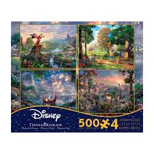 Thomas kinkade disney 500 piece 4 in 1 puzzle. Ceaco Thomas Kinkade Disney Dreams 4 In 1 Jigsaw Puzzle Multi Pack Series 2 4 X 500 Pcs