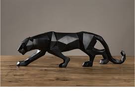 Geometric Panther Figurine For Home Black Silver White Etsy In 2020 Panther Sculpture Sculpture Statue