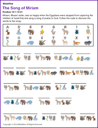 Our printable sheets for coloring in are ideal to brighten your family's day. Song Of Miriam Break The Code Puzzle Kids Korner Biblewise