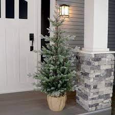 4ft Unlit Artificial Christmas Tree Potted Slim Flocked Balsam Fir Wondershop Gre Potted Christmas Trees Christmas Decorations Rustic Christmas Decorations