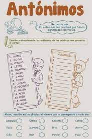 Cuestionarios Resueltos De Primaria Buscar Con Google Razonamiento Verbal Sinonimos Y Antonimos Sinonimos Para Ninos