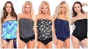 Plus Size Two Piece Strapless Bandeau Blouson Tankini Swimsuit 18w 24w 2054pl None Straplessbandeaublousontietan Swimsuit Fashion Fashion Strapless Swimsuit