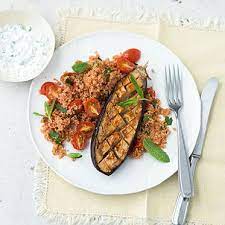 ofengebackene aubergine mit tomaten couscous rezept couscous rezept rezepte vegetarisch kochen