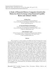 A comprehensive list of companies available on stock exchanges that can be browsed alphabetically, by sector, or by country. Pdf A Study Of Financial Distress Companies Listed In The Malaysian Stock Exchange Using Financial Liquidity Ratios And Altman S Model