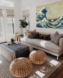 Greatwave Modern Tapestry Hokusai Oriental Japanese Art Meditation Yoga Ocean Nature Sea Wall Hanging In 2021 Minimalist Living Room Warm Home Decor Living Room Designs