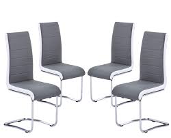 Or, make a statement by pairing a traditional wooden table with updated, upholstered dining chairs in a. Modern Dining Chairs Set Of 4 Grey White Side Dining Room Chairs Kitchen Chairs With Faux Leather Padded Seat High Back And Sturdy Chrome Legs Chairs For Dining Room Kitchen Living Room Buy