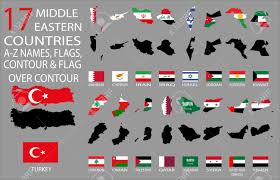 Geographical and political facts, flags and ensigns of arab league 17 Middle Eastern Countries A Z Names Flags Contour And Map Royalty Free Cliparts Vectors And Stock Illustration Image 36176123