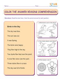 printable kindergarten reading comprehension worksheets