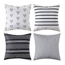 Black And White Geometric Outdoor Pillows Miulee Set Of 4 Decorative Geometric Outdoor Pillow Covers Modern Cotton Cushion Covers European Geometric Pillow Covers Geometric Pillow Outdoor Pillow Covers