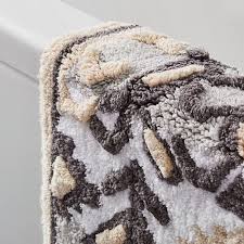 Solid bordered ringspun cotton pale gray 20 in. Organic Thiha Bath Mat Gray Sky