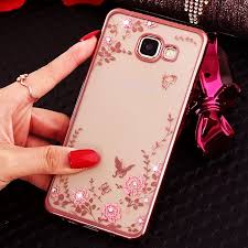 Capa Clear View Galaxy A5 2016 Mobile Phone Bags Cases Flora Diamond Case For Samsung Galaxy A3 2016 Case Chic Flower Bling Soft Tpu Clear Cover For A3 A5 Phone Cases Samsung Galaxy A3 Case