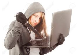 Woman Hacker Holding Knofe At Laptop Stock Photo Picture And Royalty Free Image Image 87336277