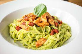 Chicken and chorizo pasta with spinach, a satisfying and comforting pasta dish. Chicken And Chorizo Green Pesto Pasta