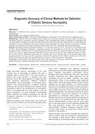 PDF) Diagnostic Accuracy of Clinical Methods for Detection of Diabetic  Sensory Neuropathy