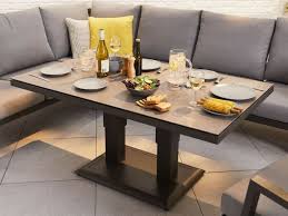 Enjoy delicious dining with a stylish dining table and chairs set from furniture village. Nova Outdoor Living Vogue Corner Dining Set With Rising Table Lounge Chair Corner Sofa Set At Gardenman