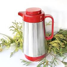 Vintage Red Corning Thermique Coffee Thermos Stainless Steel Thermos Thermos Pitcher Coffee Carafe Corning Thermos Coffee Thermos Thermos Vintage Thermos