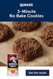 3 Minute No Bake Cookies Recipe Quaker Oats Recipe Baking Recipes Cookies Easy Oatmeal Recipes Food