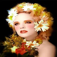 FLOWERED FACE, pretty, art, face, colors, flowers HD wallpaper