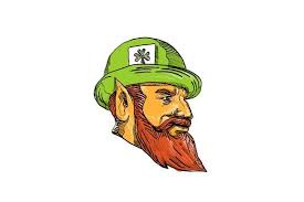 Leprechaun Head Side Drawing Drawings Leprechaun Retro Illustration