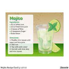 Mojito Recipe Card Zazzle Com Mojito Recipe Mojito Recipe Cards