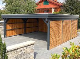 Carport Made Of Wood With Flat Roof Carport Aus Holz Mit Flachdach Carport Made Of Wood With Flat Roof Cont Wooden Carports Carport Designs Wooden Garage
