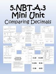 Includes Comparing Decimals Notes Comparing Decimals Differentiated Worksheets Comparing Decimals Real World Practic Comparing Decimals Decimals Mini Units