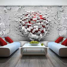 Photo Wallpaper 3d Effect Abstract Bricks Wall Mural 3005ve Pinterest Wall Art Wall Wallpaper Wall Art Designs
